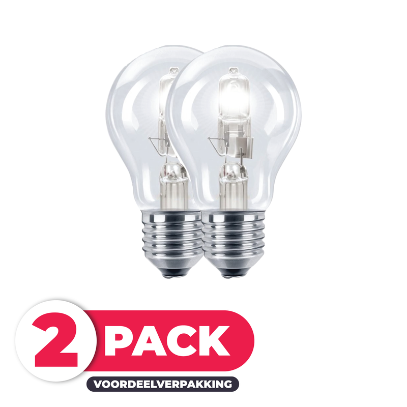 Techlamp  Halogeenlamp E27 - 18W (25W) - Warm Wit Licht - Dimbaar - 2 stuks-8595557032502