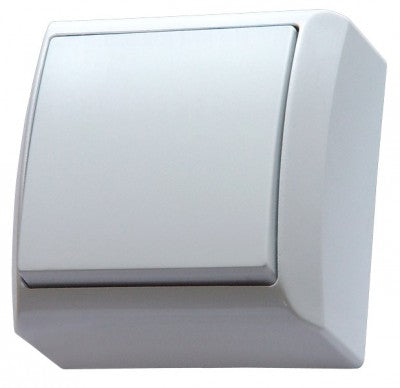Ospel Bis Single Switch Opbouw Wisselschakelaar  - IP20 - Wit - 60x37x60mm (LxBxH))-5907577425623