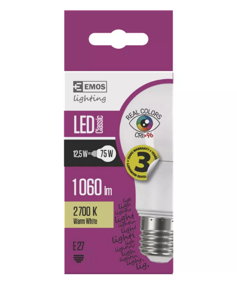 Emos CRI 97 LED E27 - 12.5W (75W) - Warm Wit Licht - Niet Dimbaar-8592920082577