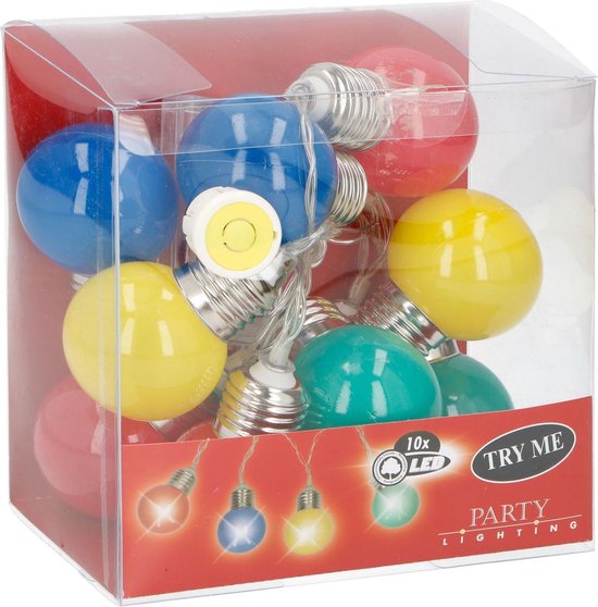 Feestverlichting LED 10 stuks - gekleurde feestlampen / party lights - lichtsnoer 165 cm-8711252016221