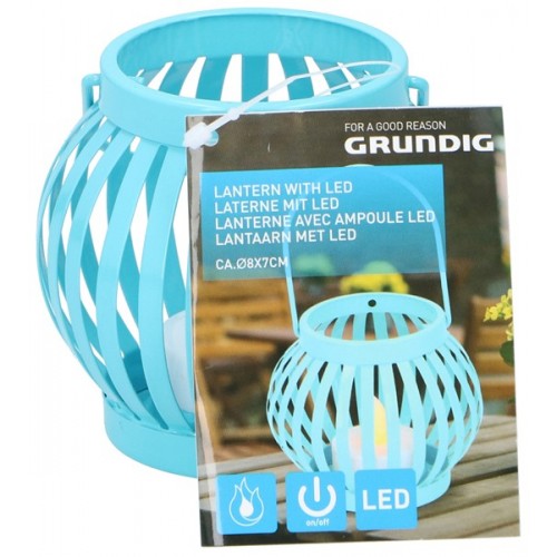 LED Kaarslantaarn inclusief batterij - Warm Wit Licht - 1 LED - Lichtblauw-8711252133249