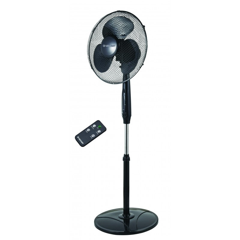 Vela Standventilator - 40 cm - Kunststof - 3 Snelheden - met Afstandsbediening - Zwart-8720682478011
